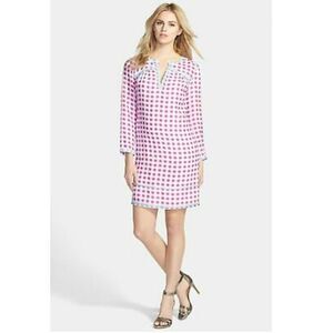 Vineyard Vines Tie-Dye Gingham Embroidered Dress
